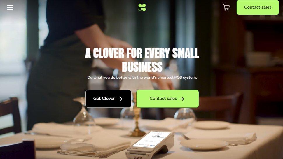 Website screenshot of Clover (February, 2026)