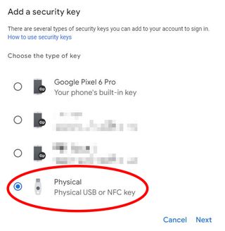 Adding a USB key for two-factor authentication