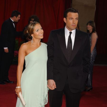 jennifer lopez dress by valentino diamond earrings by fred leighton and ben affleck arriving at the 75th annual academy awards photo by frank trappercorbis via getty images