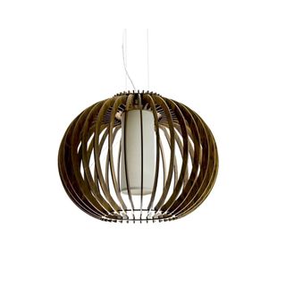 globe pendant light in wood strips