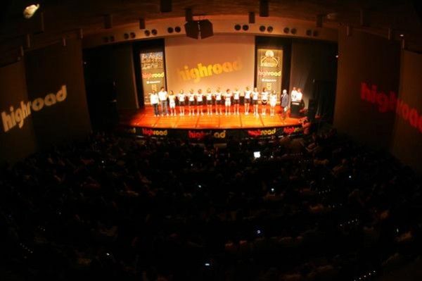The women's team is presented to the audience.