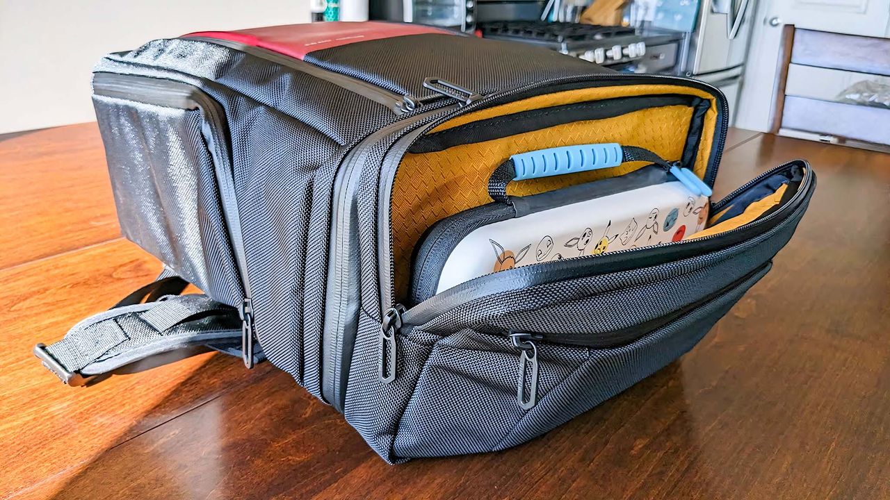 Waterfield Air Porter Travel Backpack with Switch case in top.