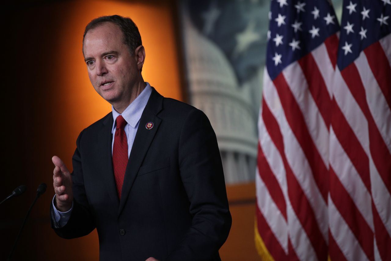 Adam Schiff speaks to reporters