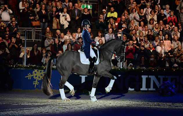 Piaffe perfection: Charlotte shows off Valegro’s exquisite piaffe — which has earned them many 10s — in front of their adoring fans