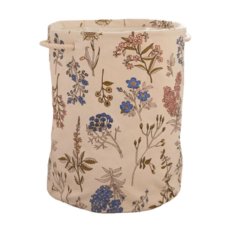 A floral printed laundry hamper