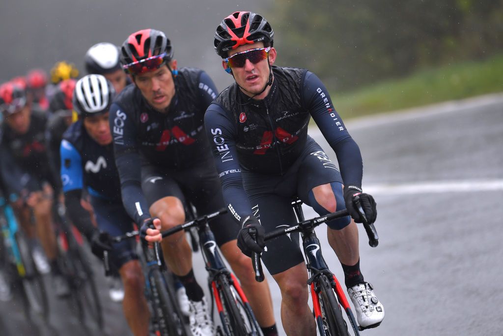 THYON 2000 LES COLLONS SWITZERLAND MAY 01 Rohan Dennis of Australia Eddie Dunbar of Ireland and Team INEOS Grenadiers during the 74th Tour De Romandie 2021 Stage 4 a 1613km stage from Sion to Thyon 2000 Les Collons 2076m Rain TDR2021 TDRnonstop UCIworldtour on May 01 2021 in Thyon 2000 Les Collons Switzerland Photo by Luc ClaessenGetty Images