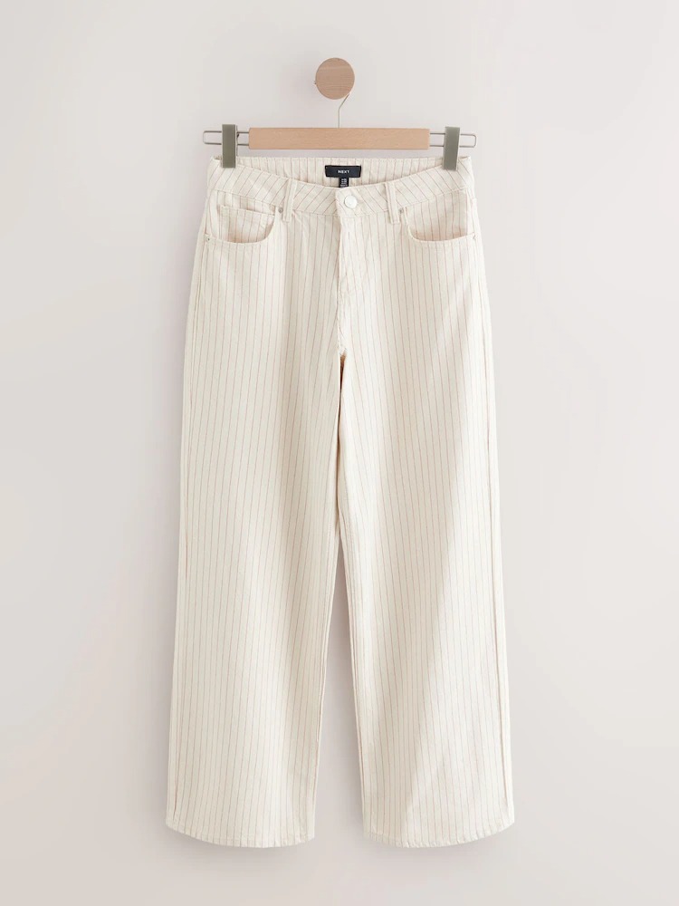 ECRU striped straight-leg denim jeans