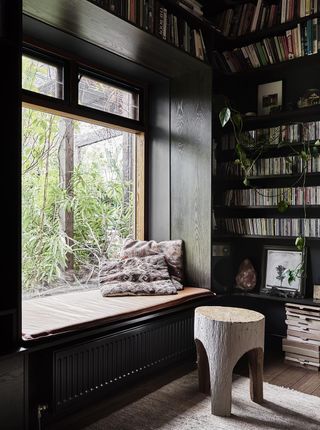A reading corner window seat