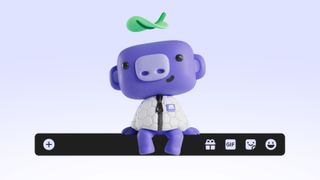 The Discord mascot sitting on a floating Discord text entry bar.