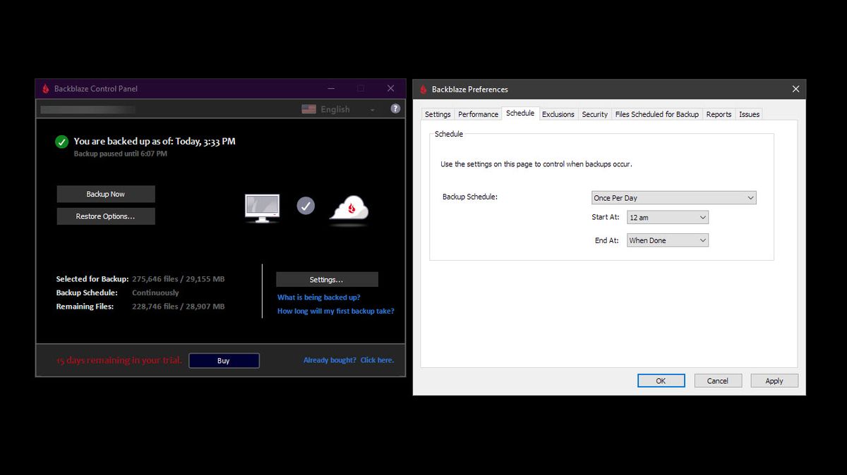 Backblaze feature