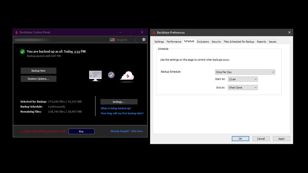 Backblaze feature