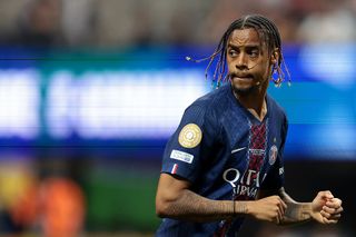 Liverpool target Bradley Barcola of PSG looks on during the FIFA Club World Cup 2025 round of 16 match between Paris Saint-Germain and Inter Miami CF at Mercedes-Benz Stadium on June 29, 2025 in Atlanta, Georgia.