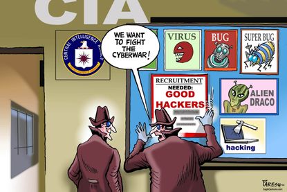Political cartoon U.S. CIA hackers