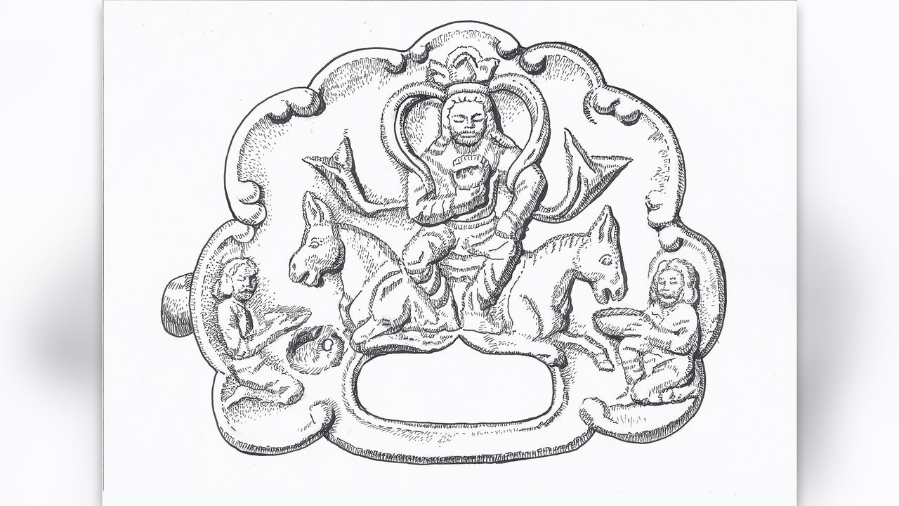 Archaeologists say the depiction of the khagan in a formal pose surrounded by his subjects shows the sacred origin of his power.