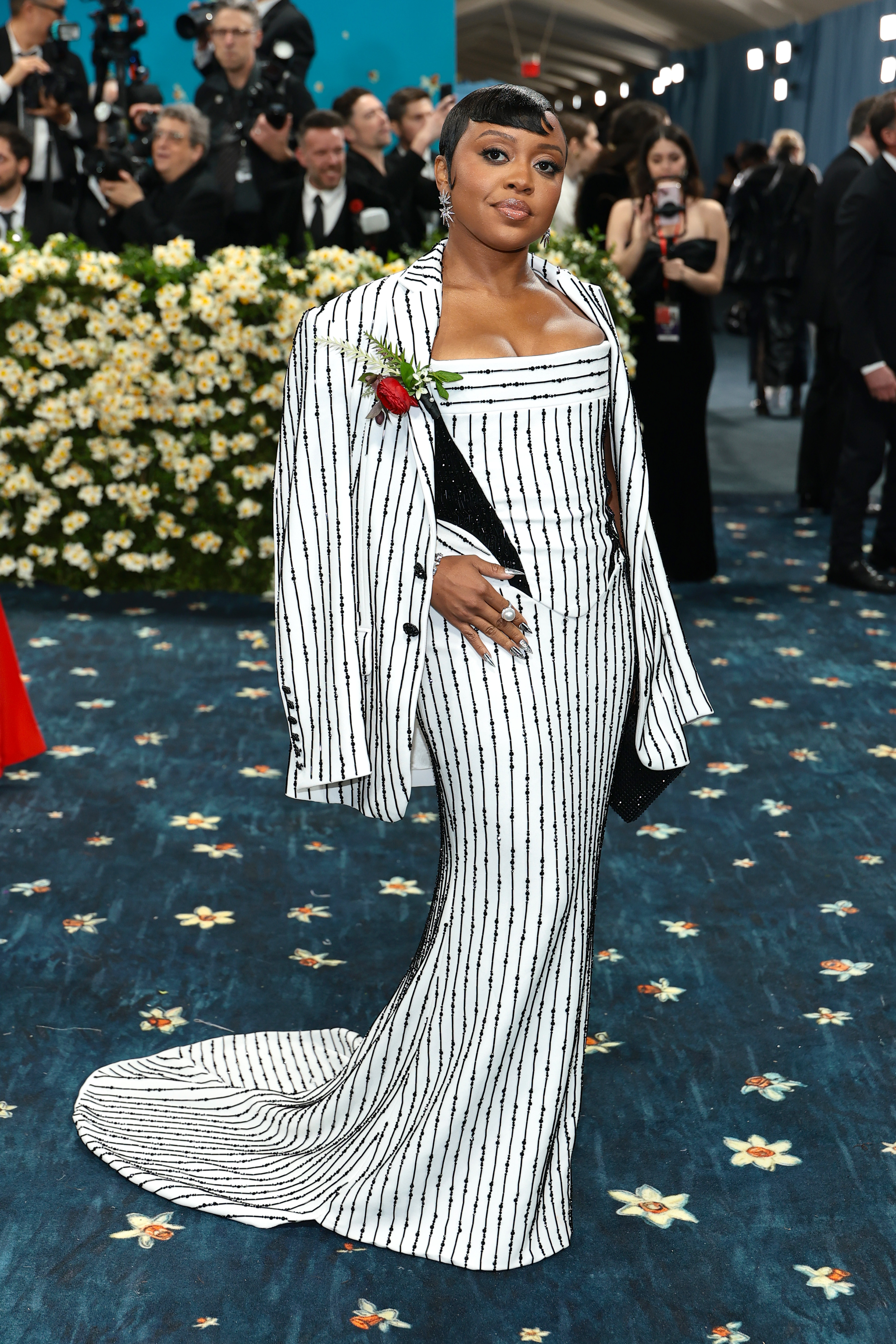 Quinta Brunson attends the 2025 Met Gala Celebrating "Superfine: Tailoring Black Style" at Metropolitan Museum of Art on May 05, 2025 in New York City. (Photo by Dimitrios Kambouris/Getty Images for The Met Museum/Vogue)
