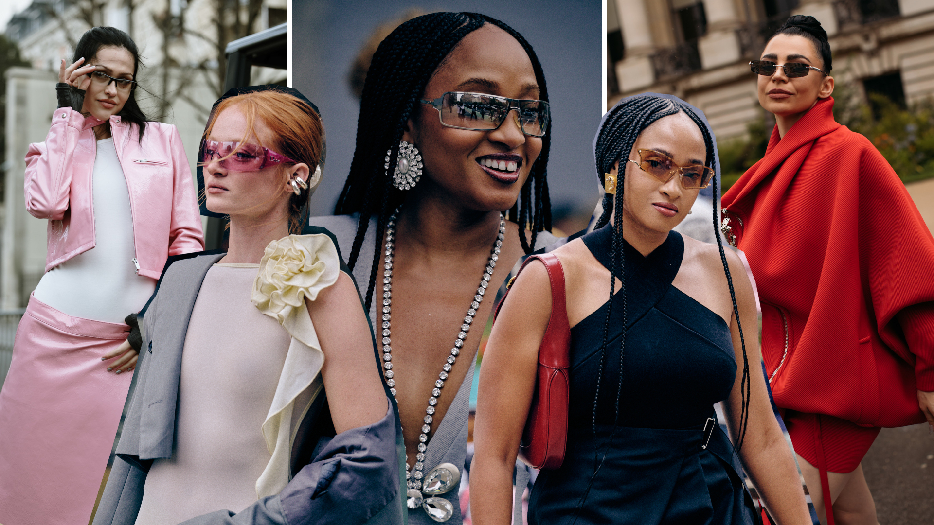 fashion week street style guests wearing Y2K sunglasses