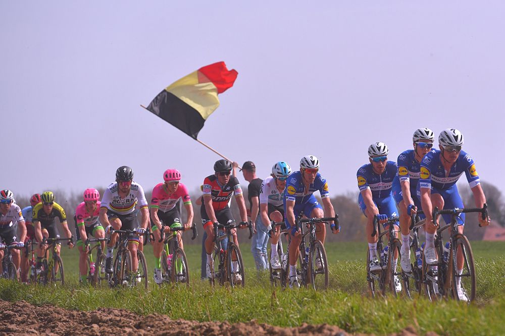 The Belgian flag flying high at 2018 Paris-Roubaix