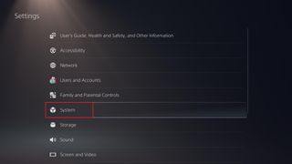 How to remote play on PS5 — system settings on black background