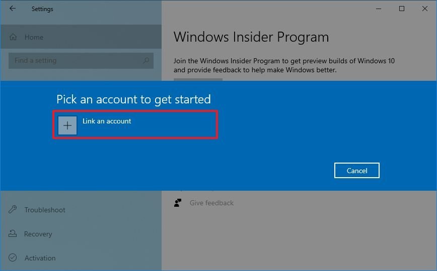 Windows Insider Program link account