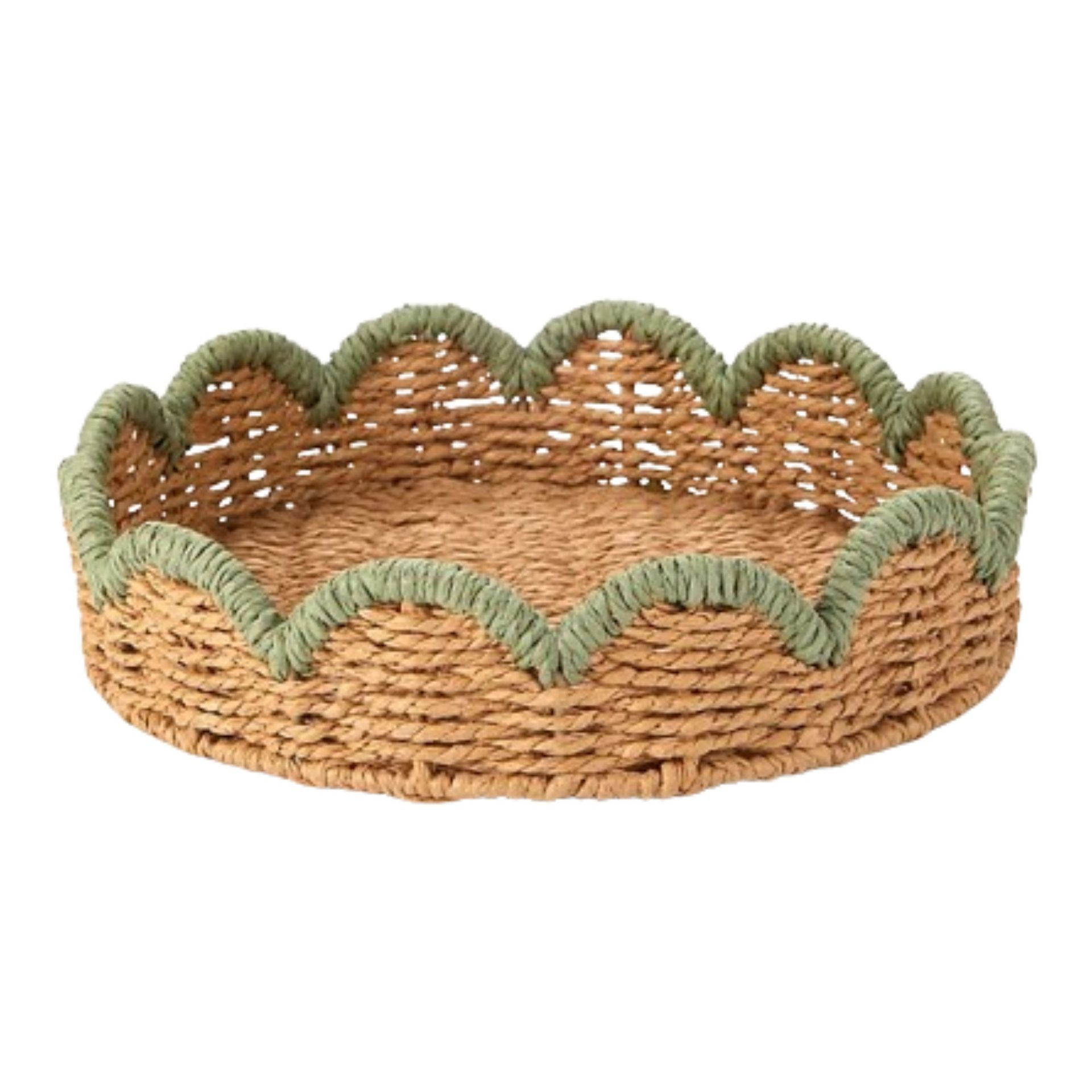 Green Round Scalloped Tray