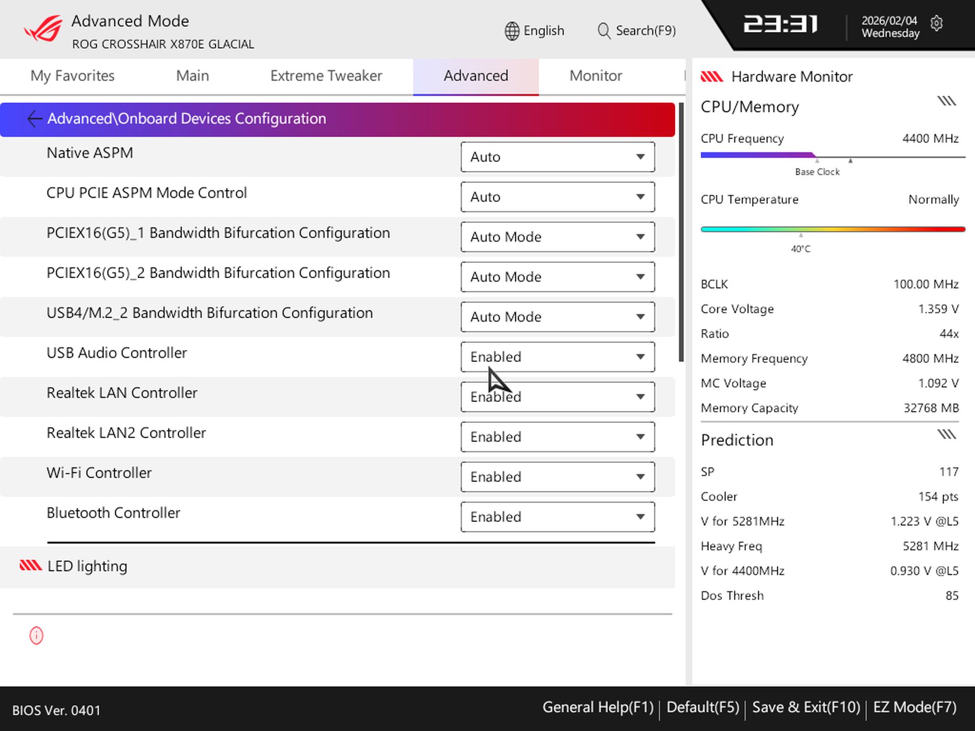 Asus ROG Crosshair X870E Glacial - BIOS
