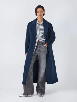 John Lewis Anyday Maxi Top Coat, Navy