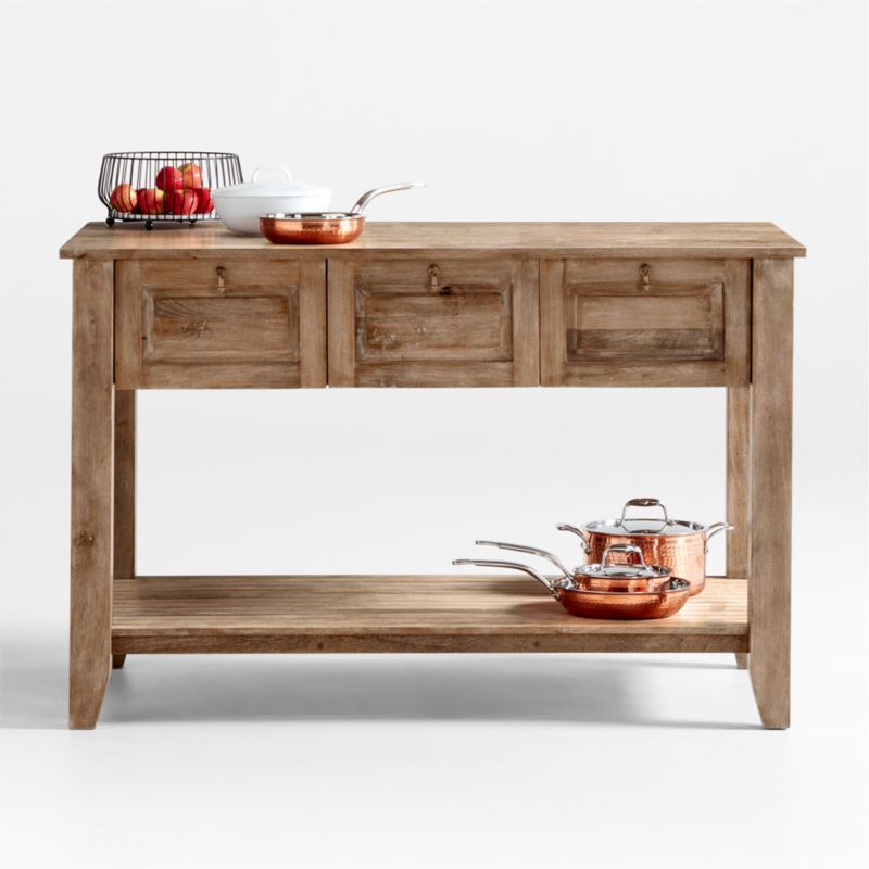 Basque 56&quot; Light Brown Solid Wood Kitchen Island With Storage