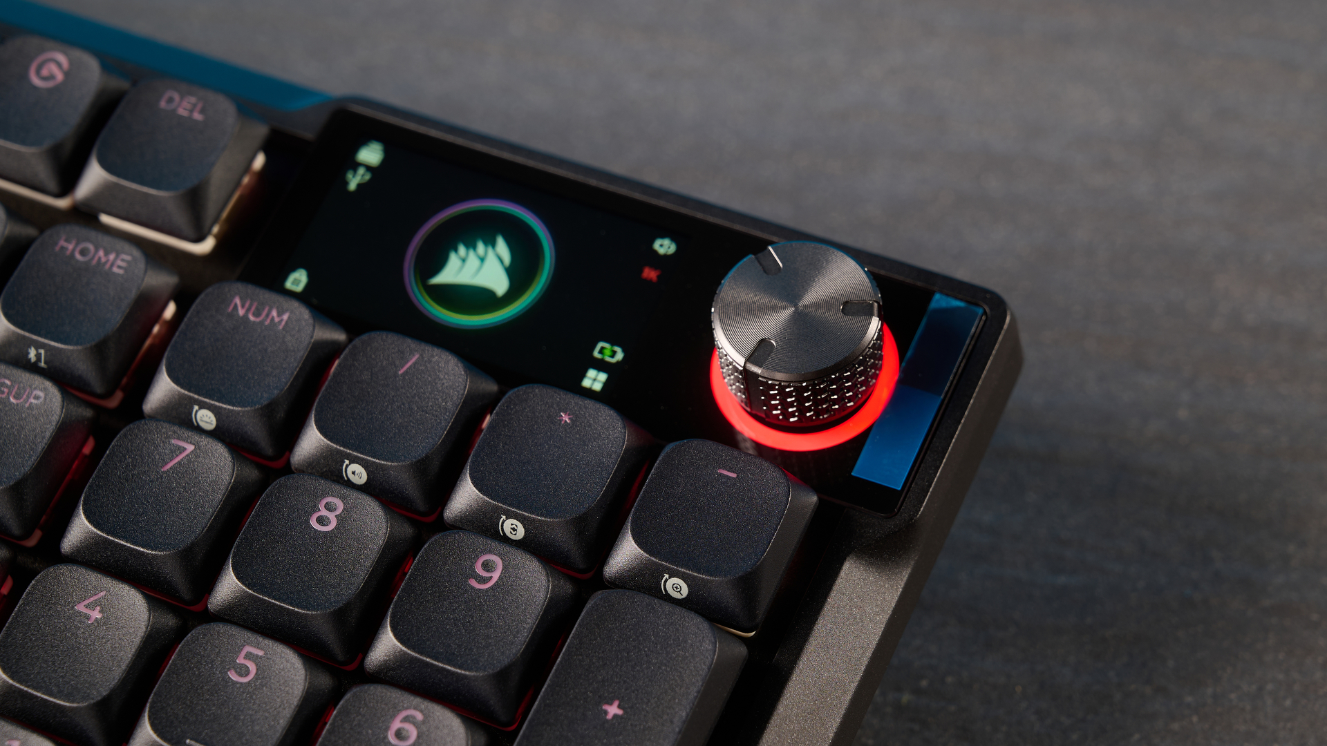 A black Corsair Vanguard Air 99 Wireless low-profile mechanical keyboard