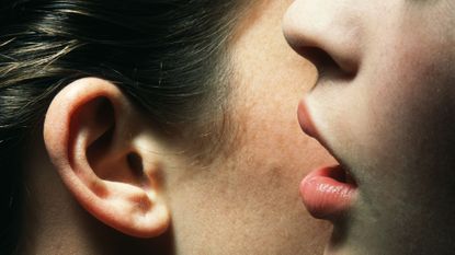 Young Woman Whispering to Another Woman