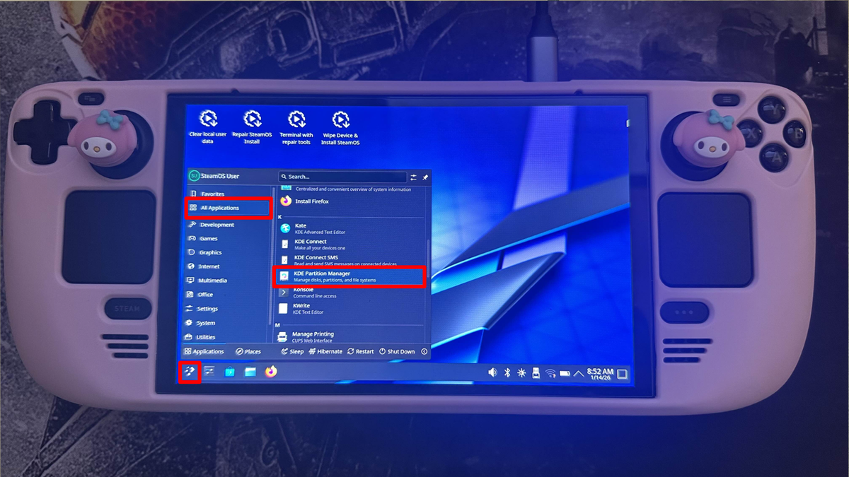 Steam Deck in SteamOS recovery