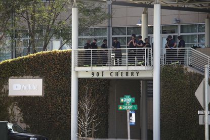 Police outside YouTube headquarters in San Bruno