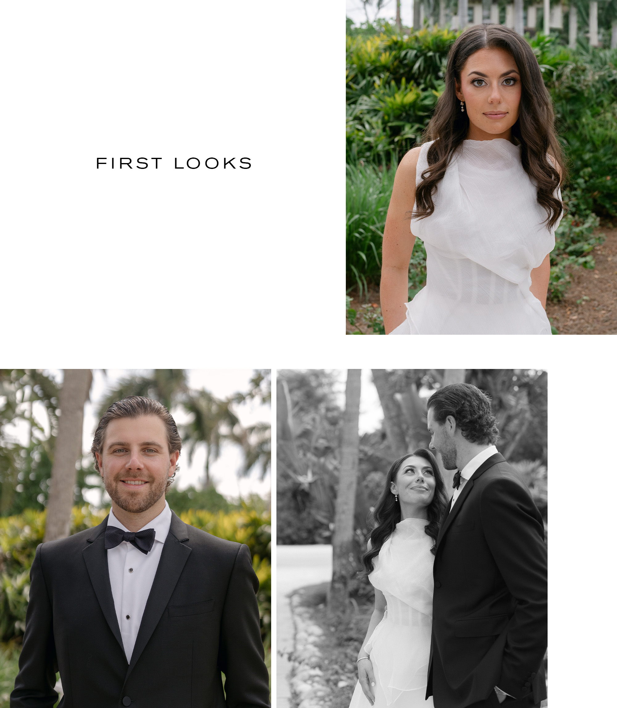 Collage of Kelli Orihuela and Chris Denci in their wedding outfits during the first look.