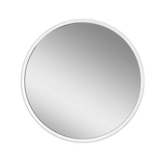 A round mirror with a white edge