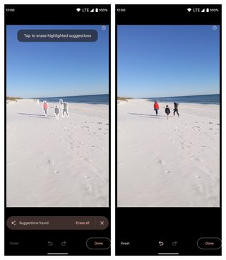 Magic Eraser being applied in Google Photos on a Pixel 6 Pro