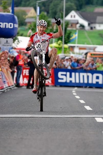 Christoph Soukup (Austria) finishes in style.