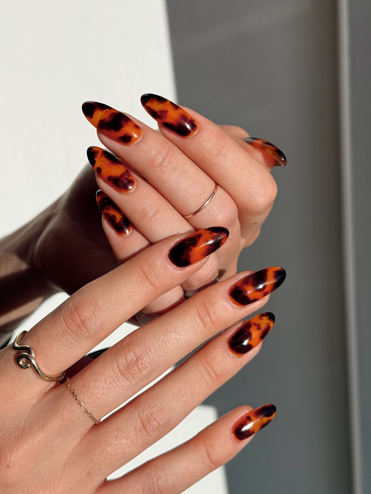 A tortoiseshell manicure by Queenie Nguyen