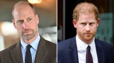 A composite image of Prince William (L) taken in 2025 and Prince Harry (R) taken in 2023