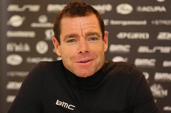 Cadel Evans speaks at the BMC team presentation