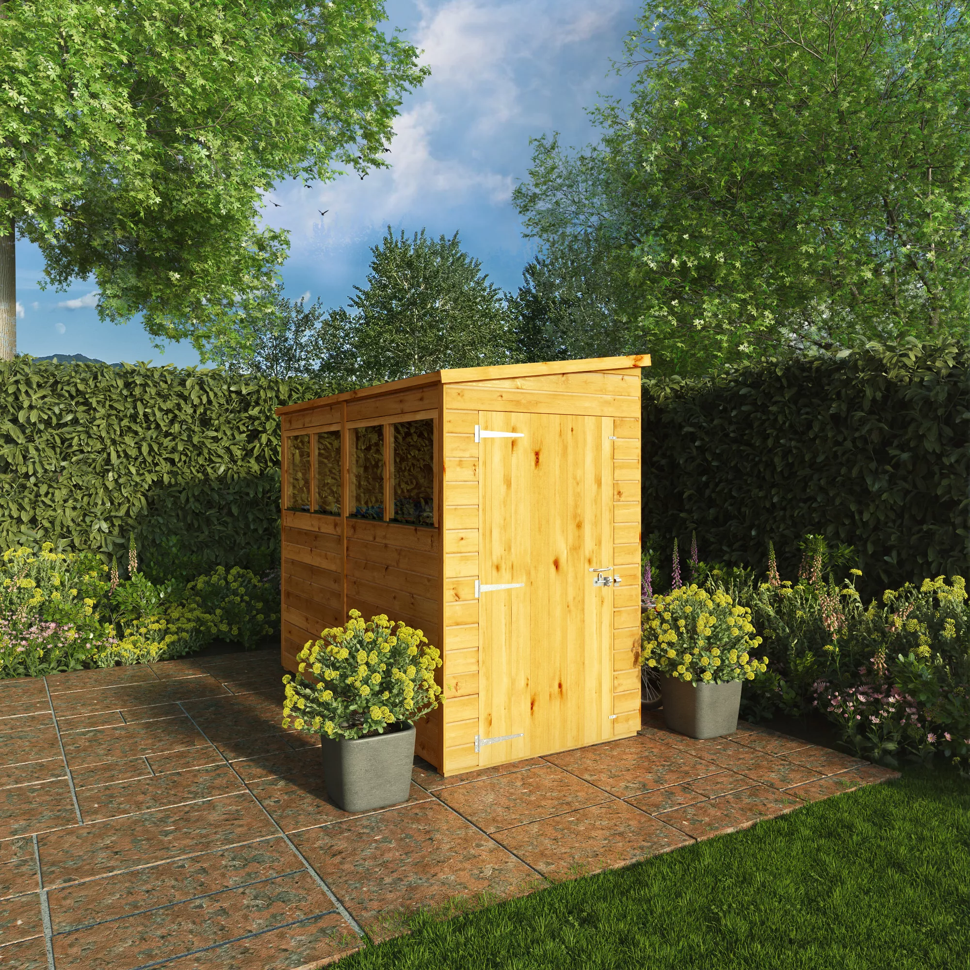Mercia Woodsman Shiplap 8x4 Ft Pent Timber Dip Treated Shed With Floor &amp;amp; 4 Windows