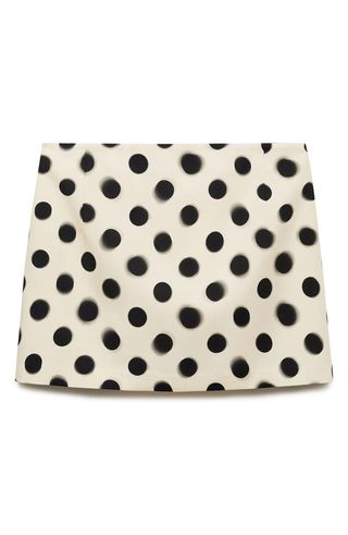 Mansur Polka Dot Satin Miniskirt