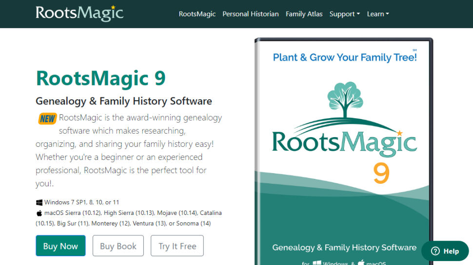 RootsMagic website screenshot.