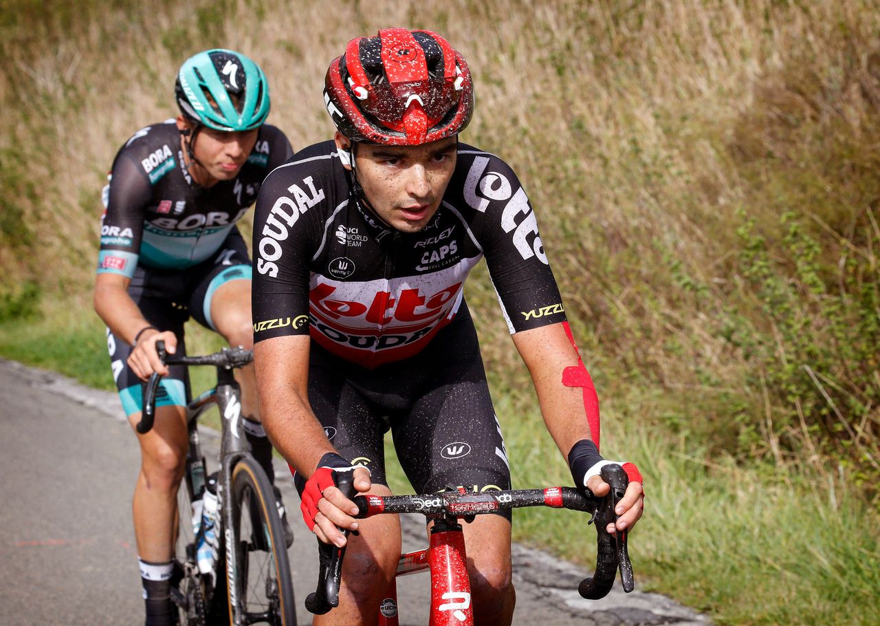 La Fl&Atilde;&uml;che Wallonne 2020 - 84th Edition - Herve Mur de Huy 202 km - 30/09/2020 - Kobe Goossens (BEL - Lotto Soudal) - Ide Schelling (NED - Bora - Hansgrohe) - photo Dion Kerckhoffs/CV/BettiniPhoto&Acirc;&copy;2020