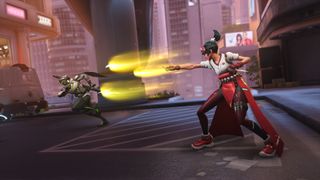 Overwatch 2 Kiriko sends ofuda out to heal Genji