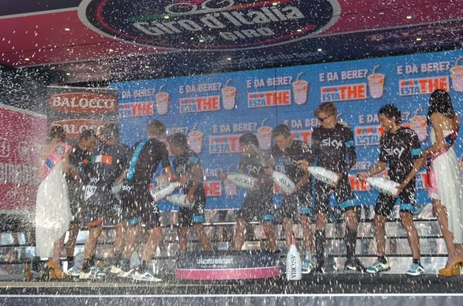 Team Sky enjoying their time on the podium
