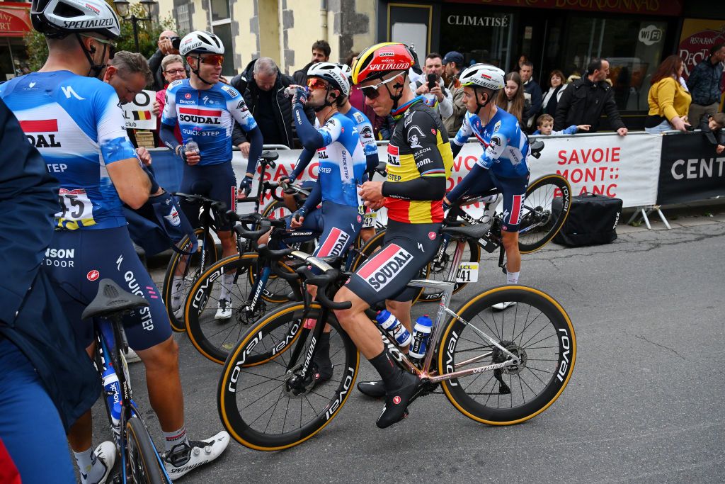 Riders at the end of Dauphine 2024 stage 1