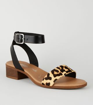 Leopard Print Strap Block Heels Sandals, £25.99, New Look