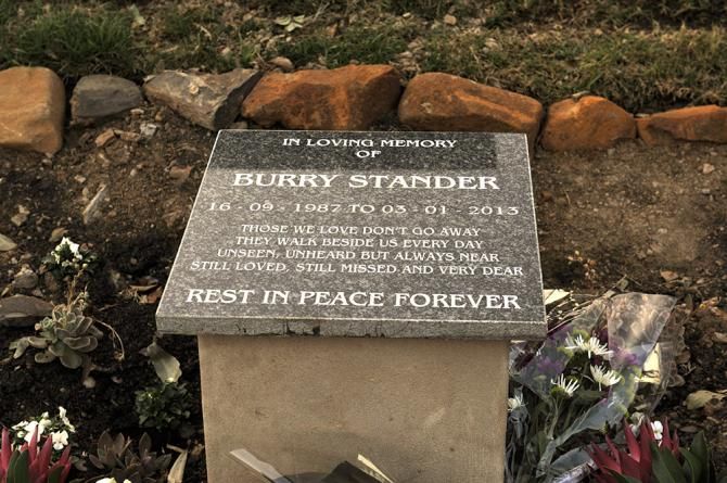 This memorial stone commemorates Burry Stander.