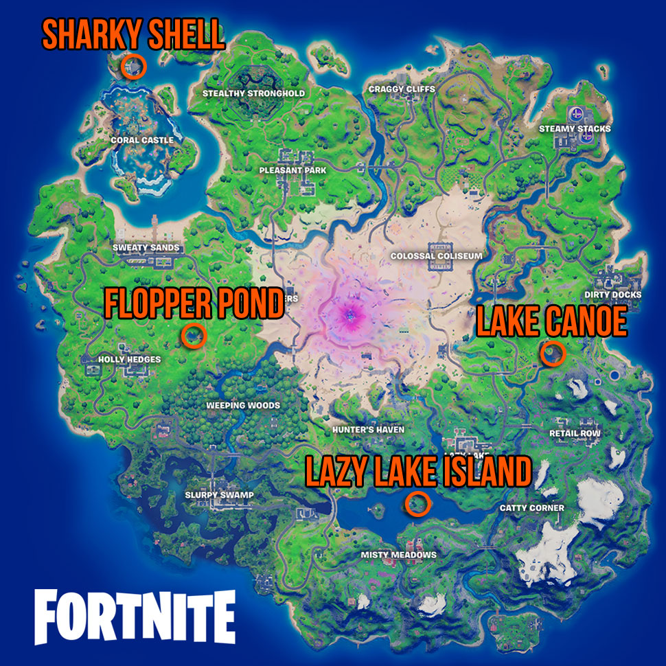 Fortnite Fishing Holes locations: Where to blow up Fishing Holes at ...