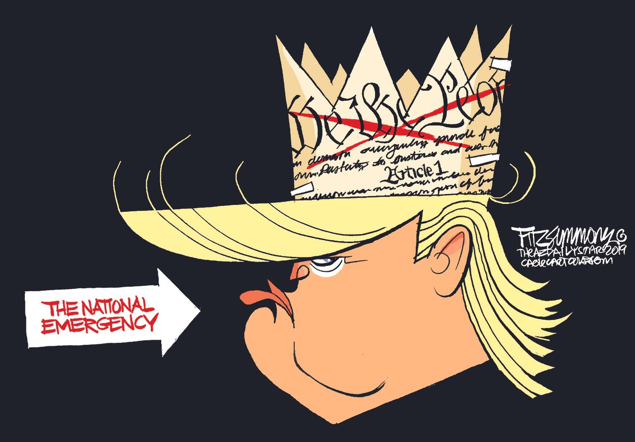 Political&amp;amp;nbsp;Cartoon&amp;amp;nbsp;U.S. Trump National Emergency Wall Border Crisis Constitution