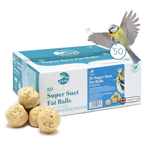 Rspb - Fat Balls, Bird Food for Outside Birds, High Energy Suet Balls, Made in the Uk, Delicious and Nutritious, Suitable for Year-Round Feeding (box of 50)